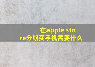 在apple store分期买手机需要什么